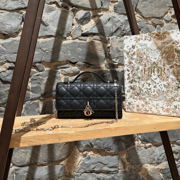 Dior My Dior Black Lambskin Cannage Mini Bag - Picture 1 of 16